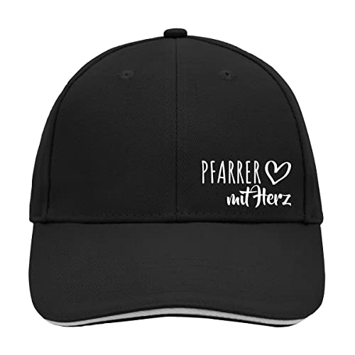 HUURAA Cappy Mütze Pfarrer mit Herz Unisex Kappe Black/Light Grey mit Motiv für die tollsten Menschen Geschenk Idee für Freunde und Familie von HUURAA