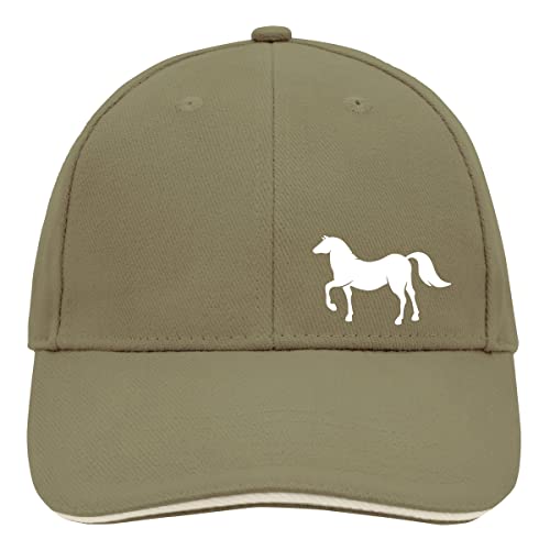 Huuraa Cappy Mütze Pferd Silhouette Unisex Kappe Größe Olive/Beige mit Motiv für alle Tierfreunde Geschenk Idee für Freunde und Familie von Huuraa