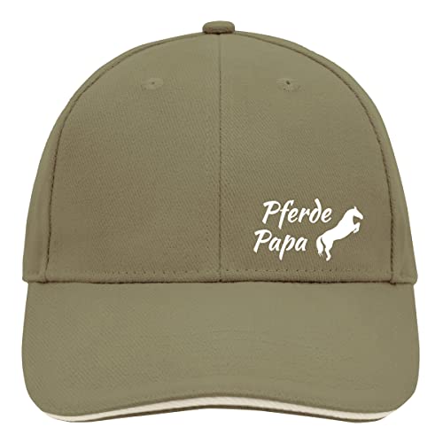 HUURAA Cappy Mütze Pferdepapa Silhouette Unisex Kappe Olive/Beige mit Motiv für alle Pferdemenschen Geschenk Idee für Freunde und Familie von HUURAA