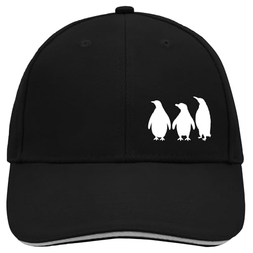 Huuraa Cappy Mütze Pinguine Silhouette Geschenk Black/Light Grey Pinguine Präsent von Huuraa