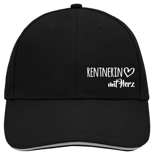 Huuraa Cappy Mütze Rentnerin mit Herz Geschenk Black/Light Grey Rentnerin Präsent von Huuraa