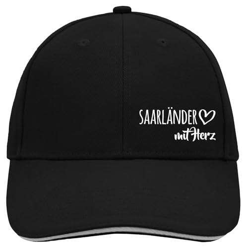 Huuraa Cappy Mütze Saarländer mit Herz Geschenk Black/Light Grey Saarländer Präsent von Huuraa