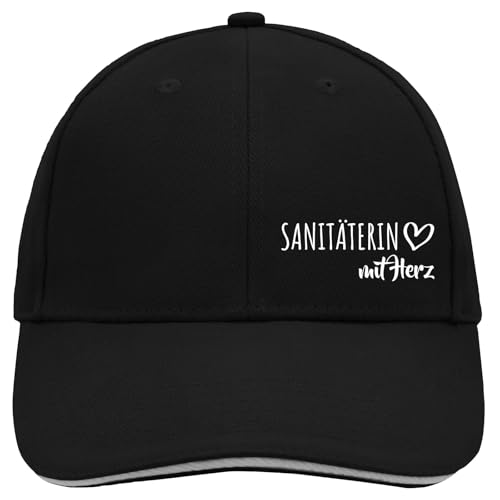 Huuraa Cappy Mütze Sanitäterin mit Herz Geschenk Black/Light Grey Sanitäterin Präsent von Huuraa