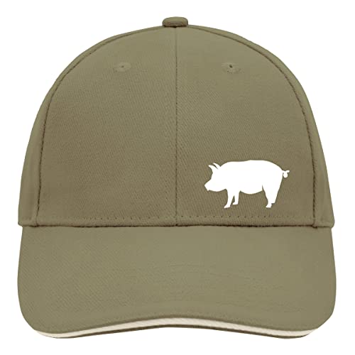 Huuraa Cappy Mütze Schwein Silhouette Unisex Kappe Größe Olive/Beige mit Motiv für alle Tierfreunde Geschenk Idee für Freunde und Familie von Huuraa