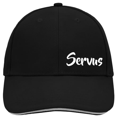 Huuraa Cappy Mütze Servus Schriftzug Geschenk Black/Light Grey Servus Präsent von Huuraa