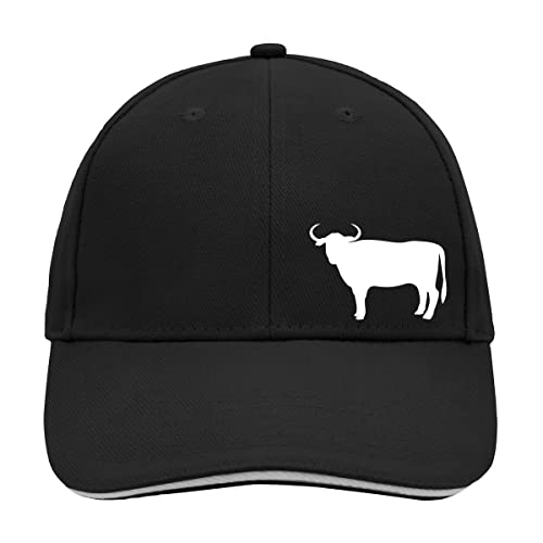 Huuraa Cappy Mütze Stier Bulle Silhouette Unisex Kappe Größe Black/Light Grey mit Motiv für alle Tierfreunde Geschenk Idee für Freunde und Familie von Huuraa