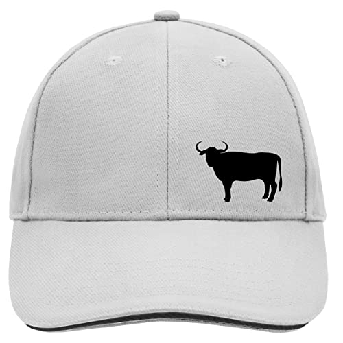 Huuraa Cappy Mütze Stier Bulle Silhouette Unisex Kappe Größe Dark Grey/White mit Motiv für alle Tierfreunde Geschenk Idee für Freunde und Familie von Huuraa