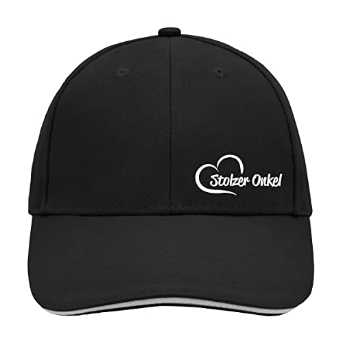 HUURAA Cappy Mütze Stolzer Onkel Herz Unisex Kappe Black/Light Grey mit Motiv für Deine lieblings Menschen Geschenk Idee für Freunde und Familie von HUURAA