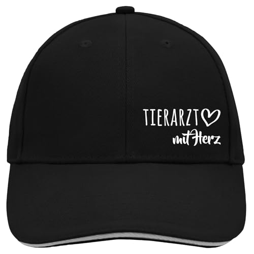 Huuraa Cappy Mütze Tierarzt mit Herz Geschenk Black/Light Grey Tierarzt Präsent von Huuraa