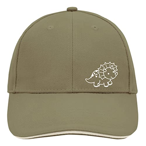 Huuraa Cappy Mütze Triceratops Dinosaurier Unisex Kappe Größe Olive/Beige mit Motiv für alle Dino Fans Geschenk Idee für Freunde und Familie von Huuraa