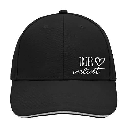 HUURAA Cappy Mütze Trier verliebt Unisex Kappe Black/Light Grey mit Namen deiner lieblings Stadt Geschenk Idee für Freunde und Familie von HUURAA