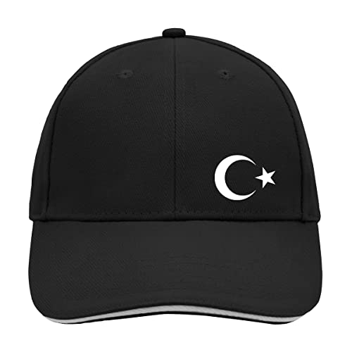 Huuraa Cappy Mütze Türkei Flagge Halbmond und Stern Unisex Kappe Größe Black/Light Grey mit Motiv für alle Heimat verliebten Geschenk Idee für Freunde und Familie von Huuraa