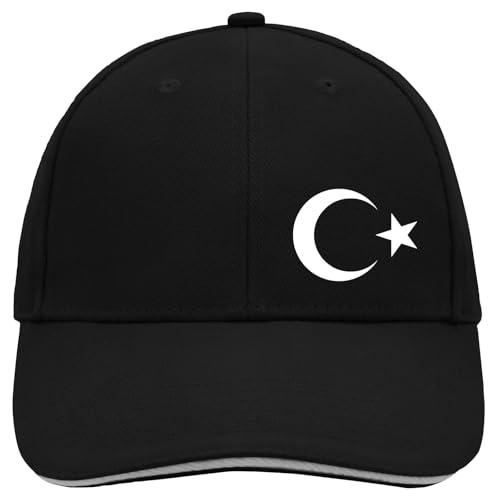 Huuraa Cappy Mütze Türkei Halbmond und Stern Geschenk Black/Light Grey Türkei Präsent von Huuraa
