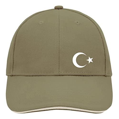 Huuraa Cappy Mütze Türkei Flagge Halbmond und Stern Unisex Kappe Größe Olive/Beige mit Motiv für alle Heimat verliebten Geschenk Idee für Freunde und Familie von Huuraa
