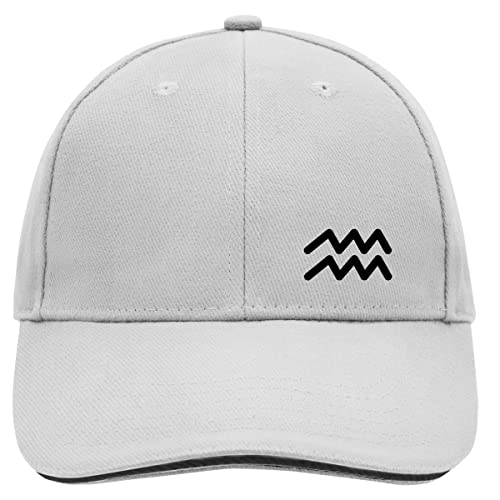 Huuraa Cappy Mütze Wassermann Sternzeichen Zeichen Unisex Kappe Größe Dark Grey/White mit Tierkreiszeichen Symbol Geschenk Idee für Freunde und Familie von Huuraa