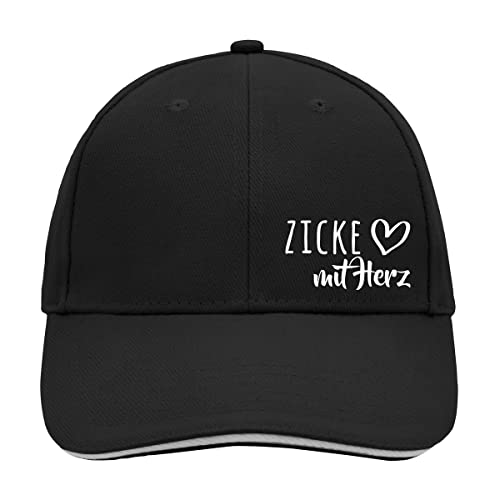 HUURAA Cappy Mütze Zicke mit Herz Unisex Kappe Black/Light Grey mit Motiv für die tollsten Menschen Geschenk Idee für Freunde und Familie von HUURAA