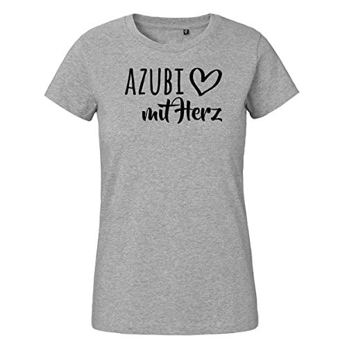 HUURAA Damen T-Shirt Azubi mit Herz Bio Baumwolle Fairtrade Oberteil Größe M Sport Grey mit Motiv für die tollsten Menschen Geschenk Idee für Freunde und Familie von HUURAA