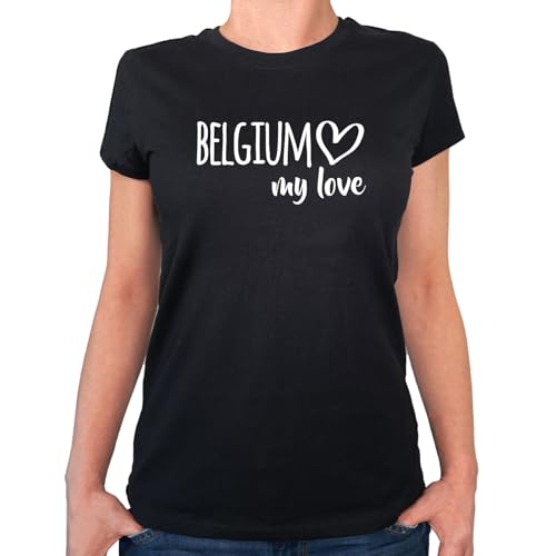 Huuraa Damen T-Shirt Belgium My Love Geschenk Größe XS Black Bio Baumwolle Fairtrade Belgium Mode Huuraa Damen T-Shirt Belgium My Love Geschenk Größe XS Black Bio Baumwolle Fairtrade Belgium Mode von Huuraa