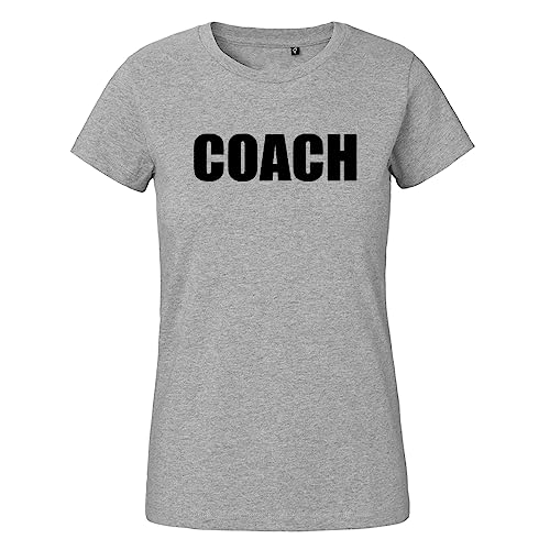 Huuraa Damen T-Shirt Coach Training Bio Baumwolle Fairtrade Oberteil Größe L mit Motiv für alle Personal Trainer Geschenk Idee für Freunde und Familie von Huuraa