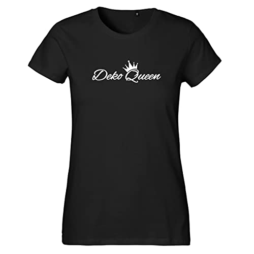 Huuraa Damen T-Shirt Deko Queen Krone Bio Baumwolle Fairtrade Oberteil Größe M mit Motiv für alle Königinnen Geschenk Idee für Freunde und Familie von Huuraa