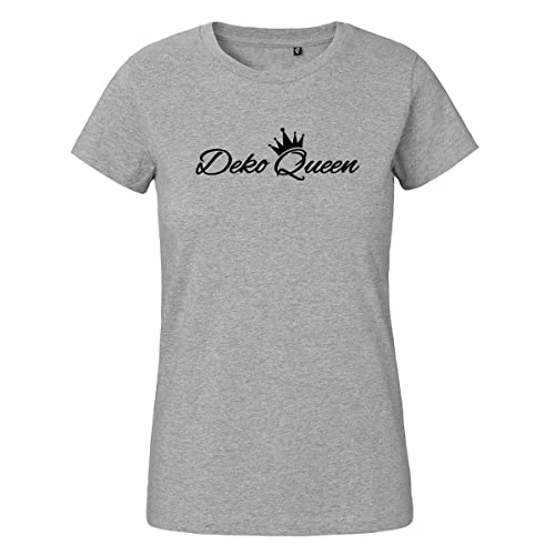 Huuraa Damen T-Shirt Deko Queen Krone Bio Baumwolle Fairtrade Oberteil Größe M mit Motiv für alle Königinnen Geschenk Idee für Freunde und Familie von Huuraa