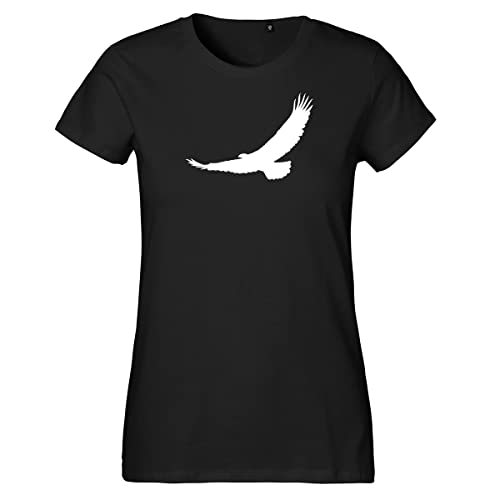 Huuraa Damen T-Shirt Eagle Silhouette Adler Bio Baumwolle Fairtrade Oberteil Größe S mit Motiv für alle Vogel Freunde Geschenk Idee für Freunde und Familie von Huuraa