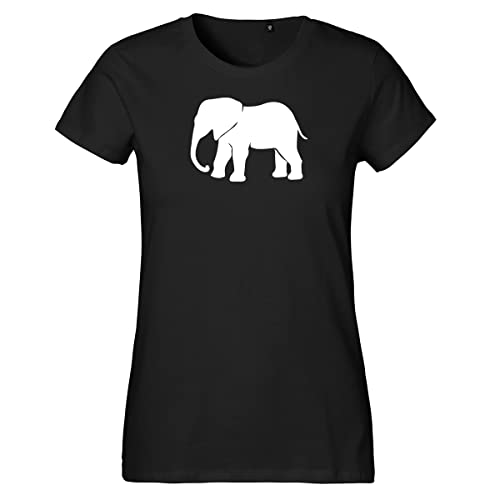 Huuraa Damen T-Shirt Elefant Silhouette Bio Baumwolle Fairtrade Oberteil Größe M mit Motiv für alle Tierfreunde Geschenk Idee für Freunde und Familie von Huuraa