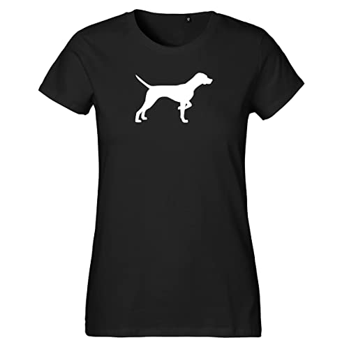 huuraa Damen T-Shirt English Pointer Silhouette Bio Baumwolle Fairtrade Oberteil Größe XL mit Motiv für Hundefreunde Geschenk Idee für Freunde und Familie von huuraa