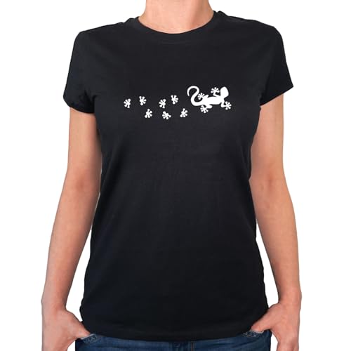 Huuraa Frauen T-Shirt Gecko Tapsen Geschenk Größe M Black Bio Baumwolle Fairtrade Gecko Geschenkidee Huuraa Frauen T-Shirt Gecko Tapsen Geschenk Größe M Black Bio Baumwolle Fairtrade Gecko Geschenkidee von Huuraa