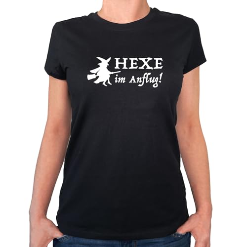 Huuraa T-Shirt Hexe im Anflug Geschenk Größe L Black Bio Baumwolle Fairtrade Hexe Mitbringsel von Huuraa
