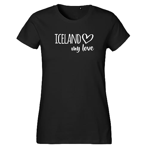 Huuraa Damen T-Shirt Iceland My Love Bio Baumwolle Fairtrade Oberteil Größe S für alle die Island lieben Geschenk Idee für Freunde und Familie von Huuraa