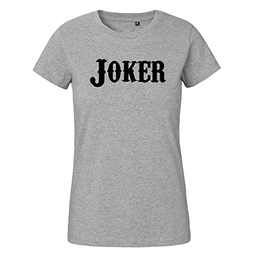 Huuraa Damen T-Shirt Joker Schriftzug Bio Baumwolle Fairtrade Oberteil Größe L mit Motiv für alle Spieler Geschenk Idee für Freunde und Familie von Huuraa