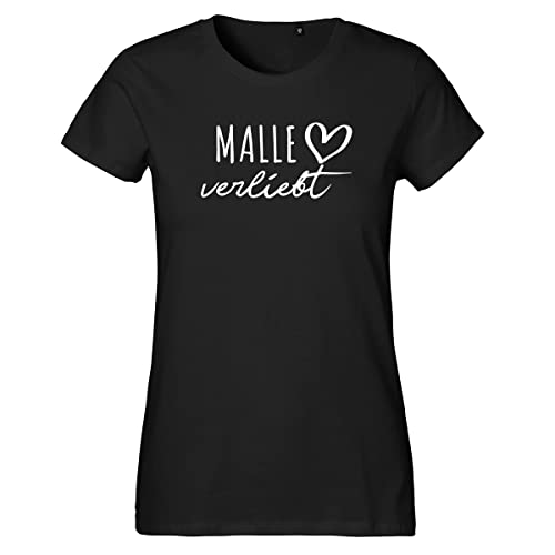 HUURAA Damen T-Shirt Malle verliebt Bio Baumwolle Fairtrade Oberteil Größe XL Black mit Namen deiner lieblings Insel Geschenk Idee für Freunde und Familie von HUURAA