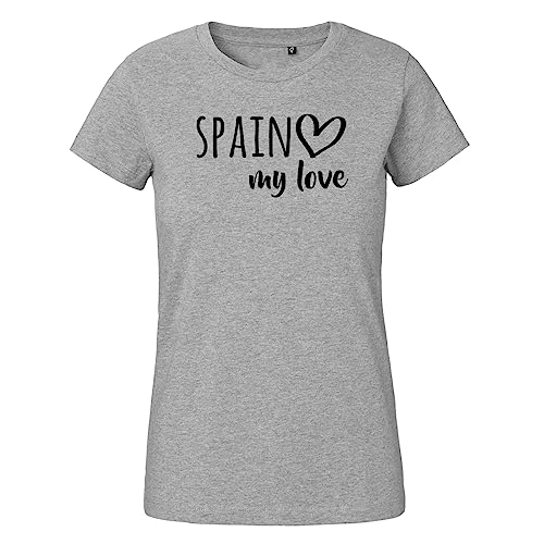 Huuraa Damen T-Shirt Spain My Love Bio Baumwolle Fairtrade Oberteil Größe S für alle Fans von Spanien Geschenk Idee für Freunde und Familie von Huuraa