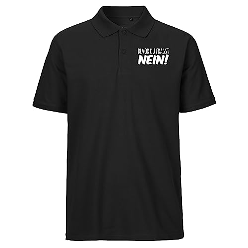 huuraa Herren Polo Shirt Bevor du fragst Nein Schriftzug Bio Baumwolle Fairtrade Oberteil Größe XXL mit witzigem Motiv Geschenk Idee für Freunde und Familie von huuraa