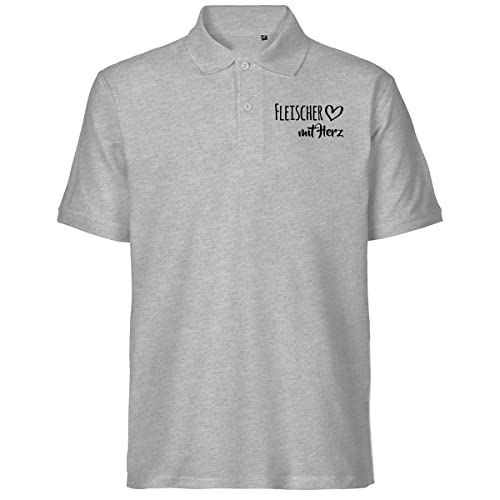 huuraa! Herren Polo Shirt Fleischer mit Herz Bio Baumwolle Fairtrade Oberteil Größe XXL Sport Grey mit Motiv für die tollsten Menschen Geschenk Idee für Freunde und Familie von huuraa