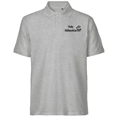 Huuraa Herren Polo Shirt Frohe Weihnachten Weihnachtsmann Bio Baumwolle Fairtrade Oberteil Größe M mit Motiv zur Weihnachtszeit Geschenk Idee für Freunde und Familie von Huuraa