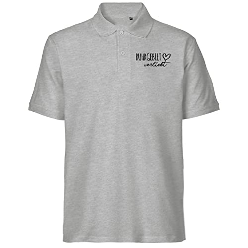 HUURAA! Herren Polo Shirt Ruhrgebiet verliebt Bio Baumwolle Fairtrade Oberteil Größe L Sport Grey mit Namen deiner lieblings Region Geschenk Idee für Freunde und Familie von HUURAA