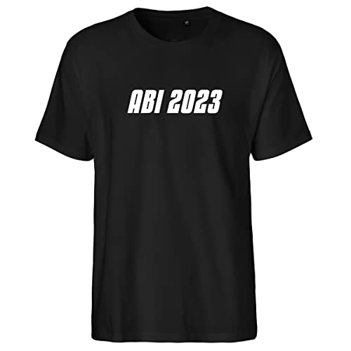 Huuraa Herren T-Shirt ABI 2023 Schriftzug Bio Baumwolle Fairtrade Oberteil Größe L mit Motiv für alle Abiturienten Geschenk Idee für Freunde und Familie von Huuraa