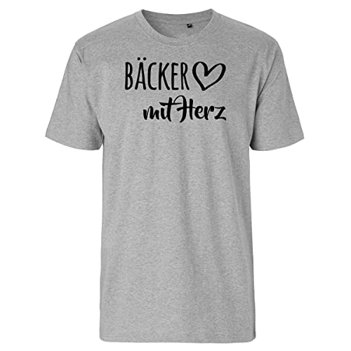 HUURAA Herren T-Shirt Bäcker mit Herz Bio Baumwolle Fairtrade Oberteil Größe XXL Sport Grey mit Motiv für die tollsten Menschen Geschenk Idee für Freunde und Familie von HUURAA