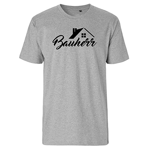 HUURAA Herren T-Shirt Bauherr Schriftzug Bio Baumwolle Fairtrade Oberteil Größe XL Sport Grey mit Motiv für Hausbesitzer Geschenk Idee für Freunde und Familie von HUURAA