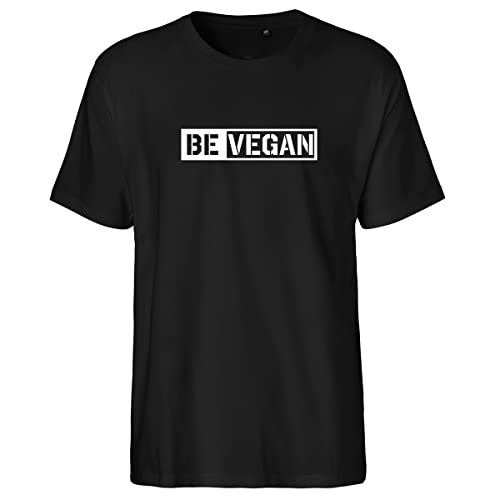 Huuraa Herren T-Shirt Be Vegan Modern Bio Baumwolle Fairtrade Oberteil Größe L mit Motiv für alle Veganer:innen Geschenk Idee für Freunde und Familie von Huuraa