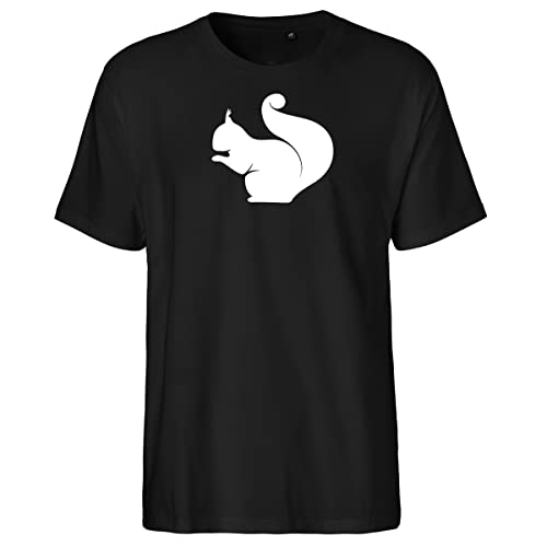 Huuraa Herren T-Shirt Eichhörnchen Silhouette Bio Baumwolle Fairtrade Oberteil Größe M mit Motiv für alle Tierfreunde Geschenk Idee für Freunde und Familie von Huuraa