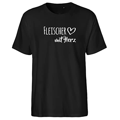 HUURAA Herren T-Shirt Fleischer mit Herz Bio Baumwolle Fairtrade Oberteil Größe M Black mit Motiv für die tollsten Menschen Geschenk Idee für Freunde und Familie von HUURAA