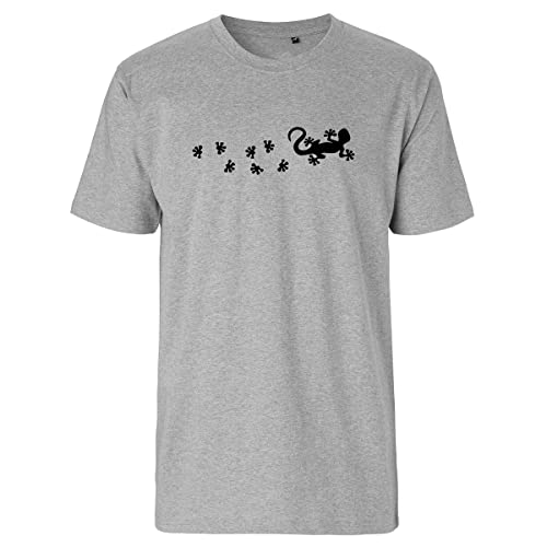 HUURAA Herren T-Shirt Gecko Tapsen Bio Baumwolle Fairtrade Oberteil Größe XXL Sport Grey mit Motiv für alle Echsen Freunde Geschenk Idee für Freunde und Familie von HUURAA