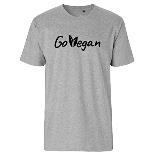 Huuraa Herren T-Shirt Go Vegan Blätter Bio Baumwolle Fairtrade Oberteil Größe XL mit Motiv für alle Veganer:innen Geschenk Idee für Freunde und Familie von Huuraa