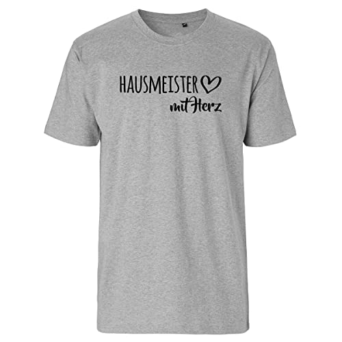 HUURAA Herren T-Shirt Hausmeister mit Herz Bio Baumwolle Fairtrade Oberteil Größe L Sport Grey mit Motiv für die tollsten Menschen Geschenk Idee für Freunde und Familie von HUURAA