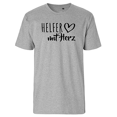 HUURAA Herren T-Shirt Helfer mit Herz Bio Baumwolle Fairtrade Oberteil Größe L Sport Grey mit Motiv für die tollsten Menschen Geschenk Idee für Freunde und Familie von HUURAA