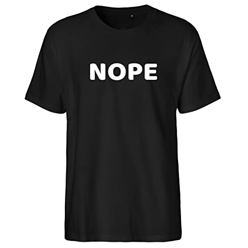 Huuraa Herren T-Shirt Nope Schriftzug Bio Baumwolle Fairtrade Oberteil Größe L mit stylischem Motiv Geschenk Idee für Freunde und Familie von Huuraa