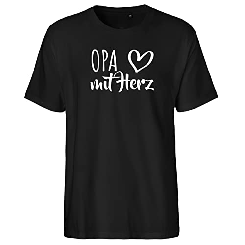 HUURAA Herren T-Shirt Opa mit Herz Bio Baumwolle Fairtrade Oberteil Größe XL Black mit Motiv für die tollsten Menschen Geschenk Idee für Freunde und Familie von HUURAA